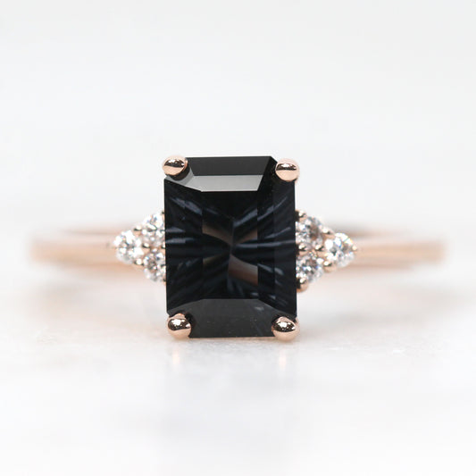 Imogene Ring with a 1.55 Carat Special Emerald Cut Spinel and White Accent Diamonds in 14k Rose Gold - Ready to Size and Ship - Midwinter Co. Alternative Bridal Rings and Modern Fine Jewelry