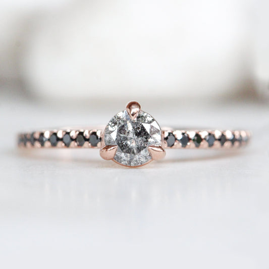Veronica Ring with a 0.50 Carat Stormy Gray Diamond and Black Accent Diamonds in 10k Rose Gold - Ready to Size and Ship - Midwinter Co. Alternative Bridal Rings and Modern Fine Jewelry