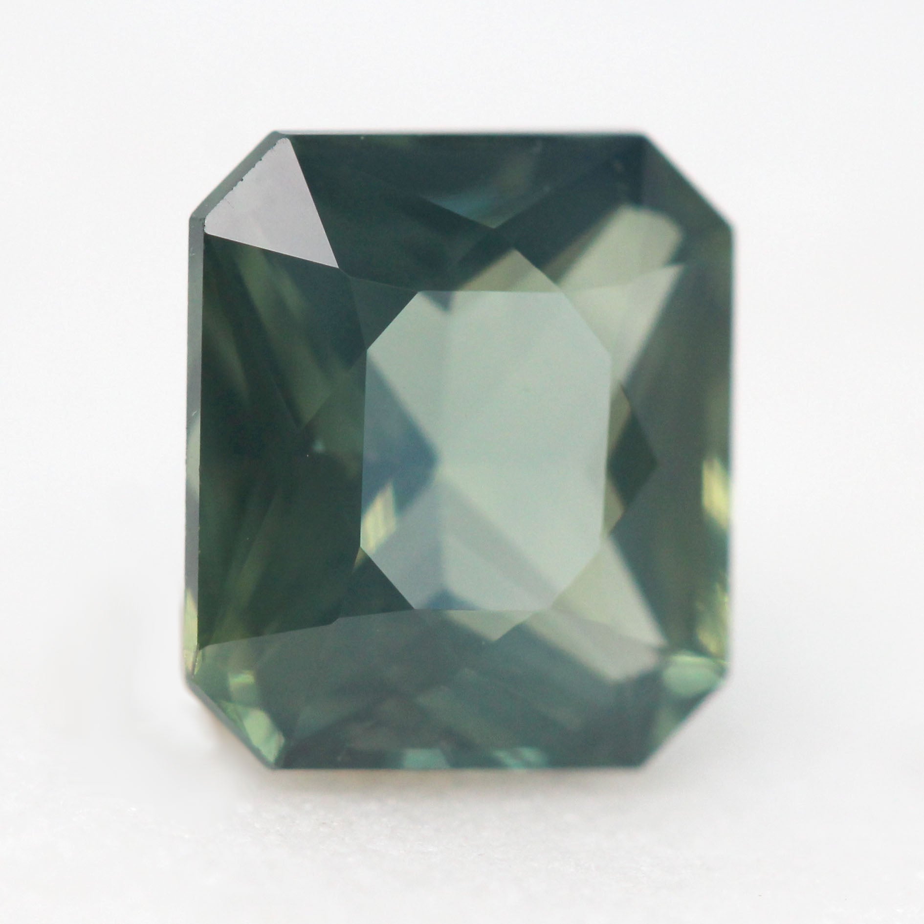 2.10 Carat Radiant Cut Teal Green Sapphire for Custom Work - Inventory Code RCTS210 - Midwinter Co. Alternative Bridal Rings and Modern Fine Jewelry