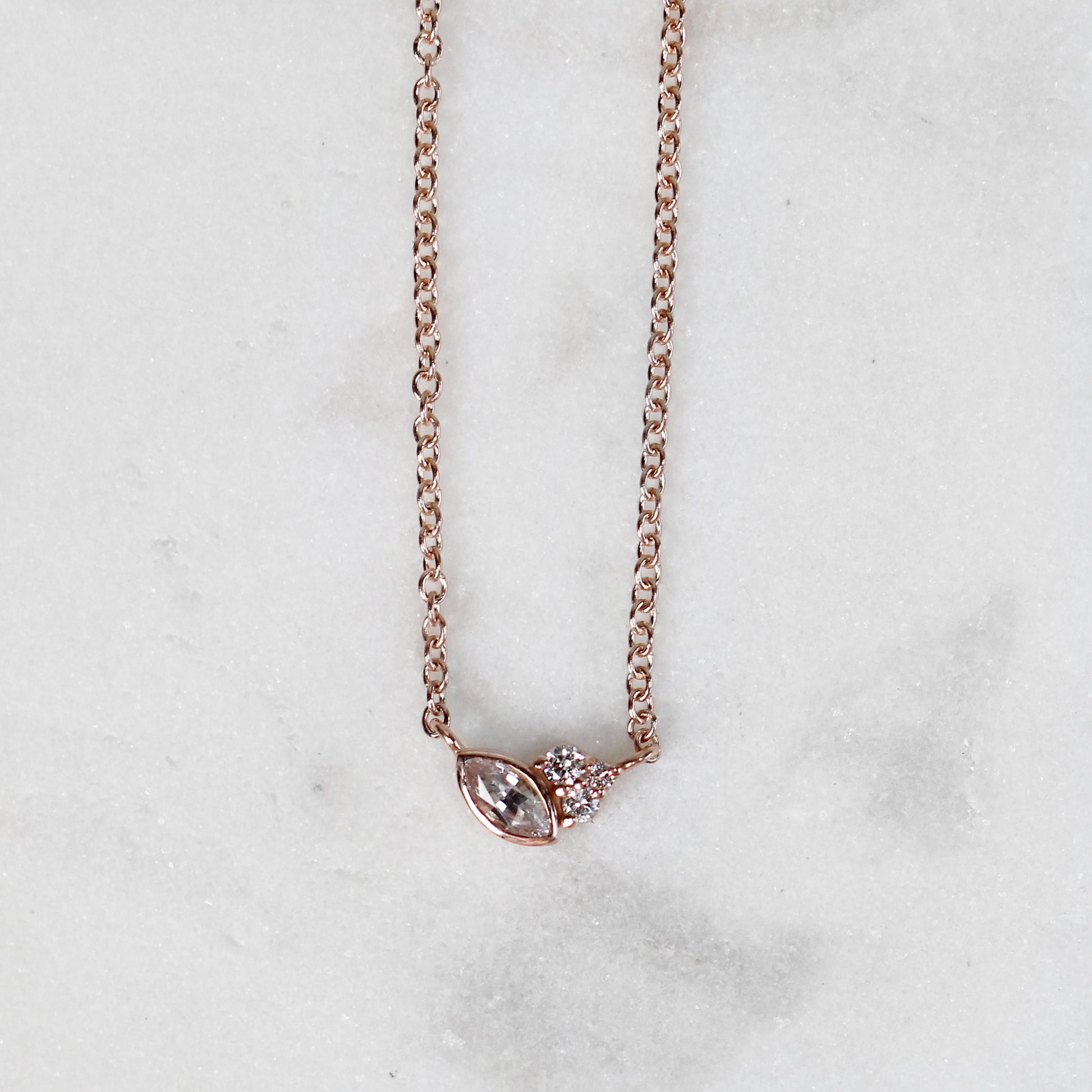 Jordan Necklace - Sapphire and Diamonds- 14k Rose Gold - Midwinter Co. Alternative Bridal Rings and Modern Fine Jewelry