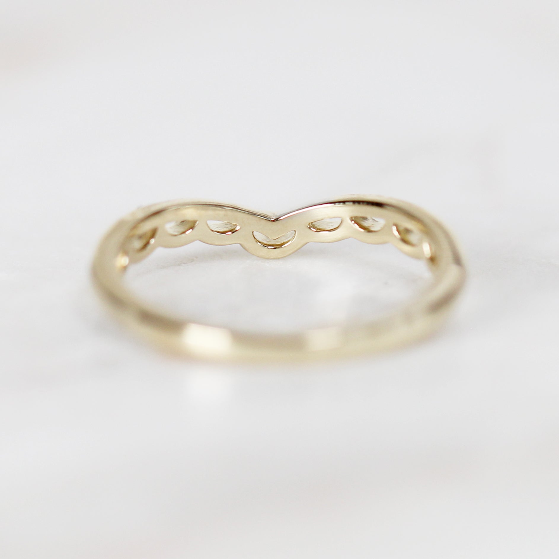 Juniper Lace Contour V Ring - Your Choice of 14k Gold - Midwinter Co. Alternative Bridal Rings and Modern Fine Jewelry