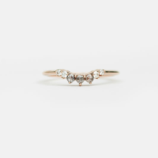 Maury - Custom Designed Curved Ombre Gray White Diamond Wedding Stacking Band - made to order - Midwinter Co. Alternative Bridal Rings and Modern Fine Jewelry