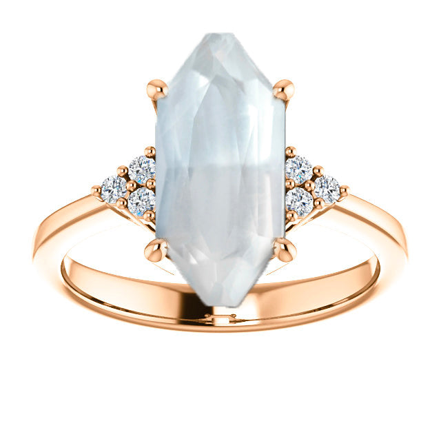 2.44ct Hexagon Moonstone for Custom Work - Inventory Code MNSTN244 - Midwinter Co. Alternative Bridal Rings and Modern Fine Jewelry