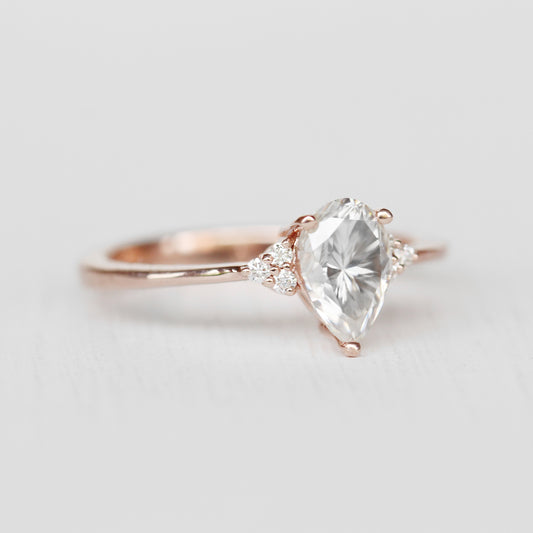 Imogene Ring with a Pear Moissanite and diamonds in your choice of gold - Midwinter Co. Alternative Bridal Rings and Modern Fine Jewelry