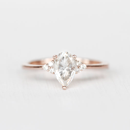 Imogene Ring with a Pear Moissanite and diamonds in your choice of gold - Midwinter Co. Alternative Bridal Rings and Modern Fine Jewelry