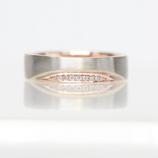 Caelen NAME Two Toned Band with 9 Graduated Diamonds - Made to Order - Midwinter Co. Alternative Bridal Rings and Modern Fine Jewelry