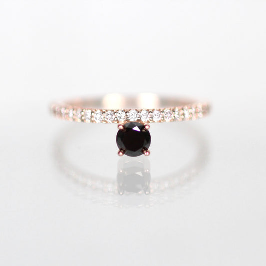 Gray or Black and White Nellie Minimal Ring - Asymmetrical Diamond Band Ring in Gold - Midwinter Co. Alternative Bridal Rings and Modern Fine Jewelry