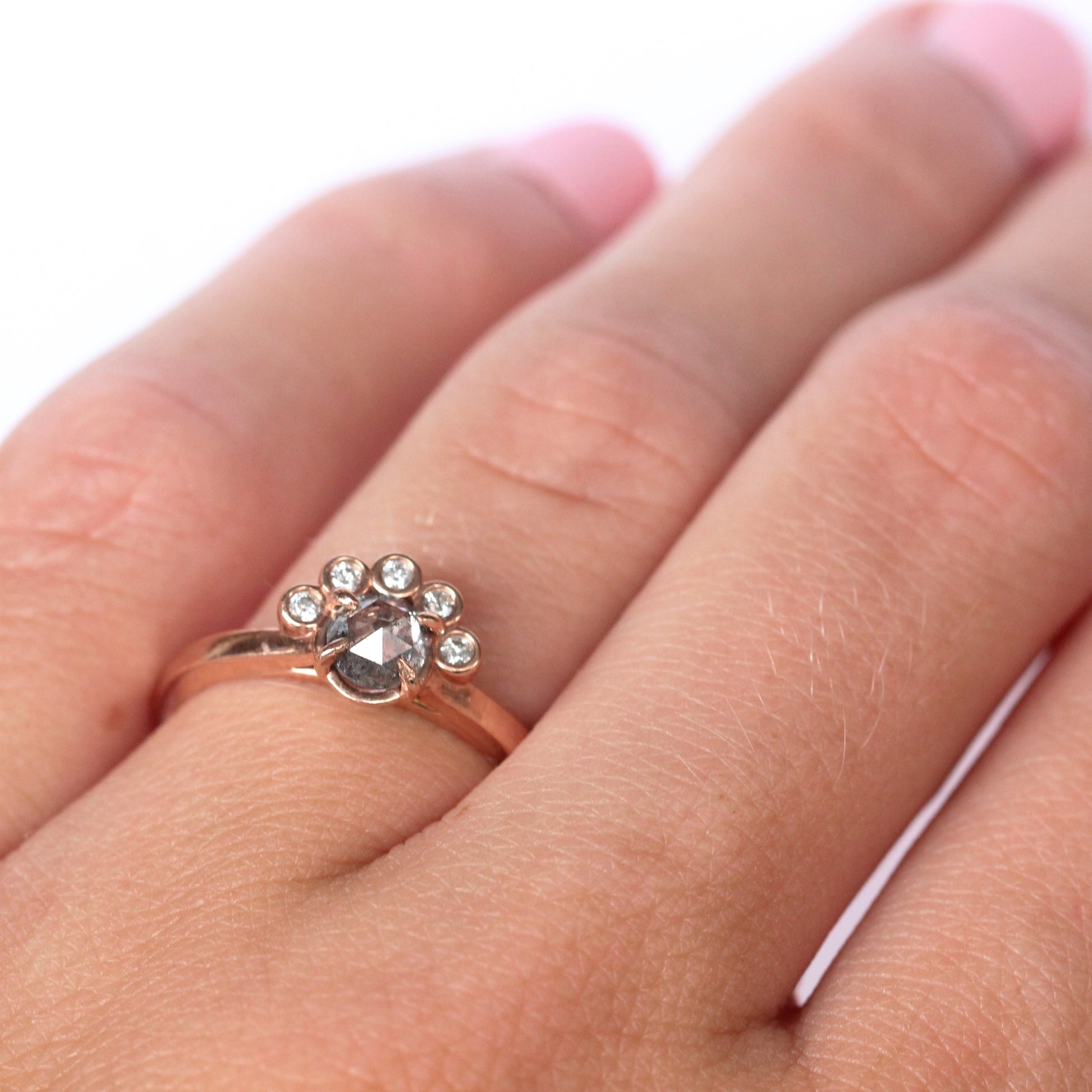 Evegwen Ring with a .45 ct Celestial Diamond® in 10k Rose Gold - Ready to size and ship - Midwinter Co. Alternative Bridal Rings and Modern Fine Jewelry