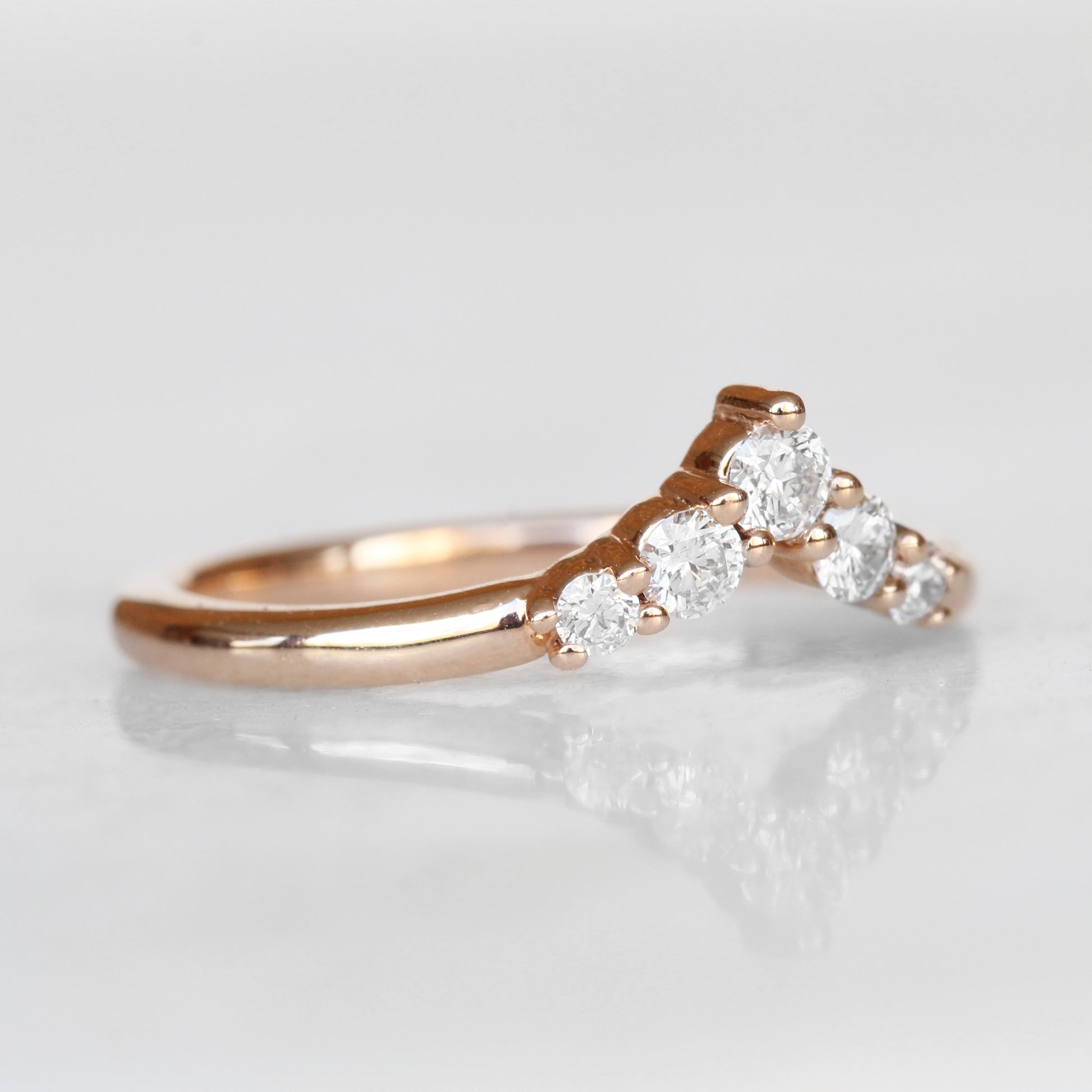 Rhiannon White Diamond Band - Contour Point V Shape Diamond Band - Gold of choice - Midwinter Co. Alternative Bridal Rings and Modern Fine Jewelry
