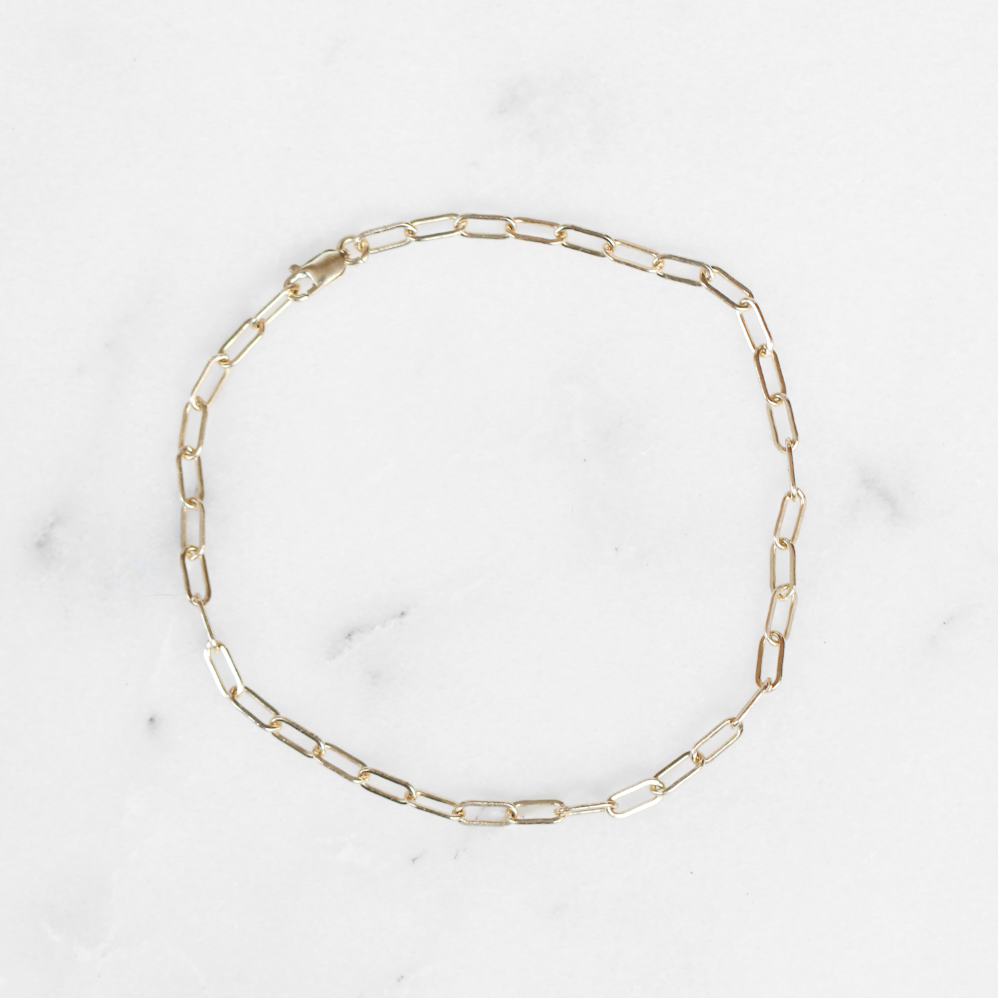 Elongated Chain 14k Solid Gold Bracelet - Made to Order in Your Choice of Gold - Midwinter Co. Alternative Bridal Rings and Modern Fine Jewelry