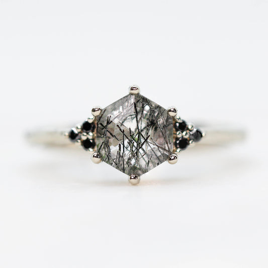 Customize Yours - Imogene Ring with a 6.5mm Hexagon Tourmalinated Quartz - Midwinter Co. Alternative Bridal Rings and Modern Fine Jewelry