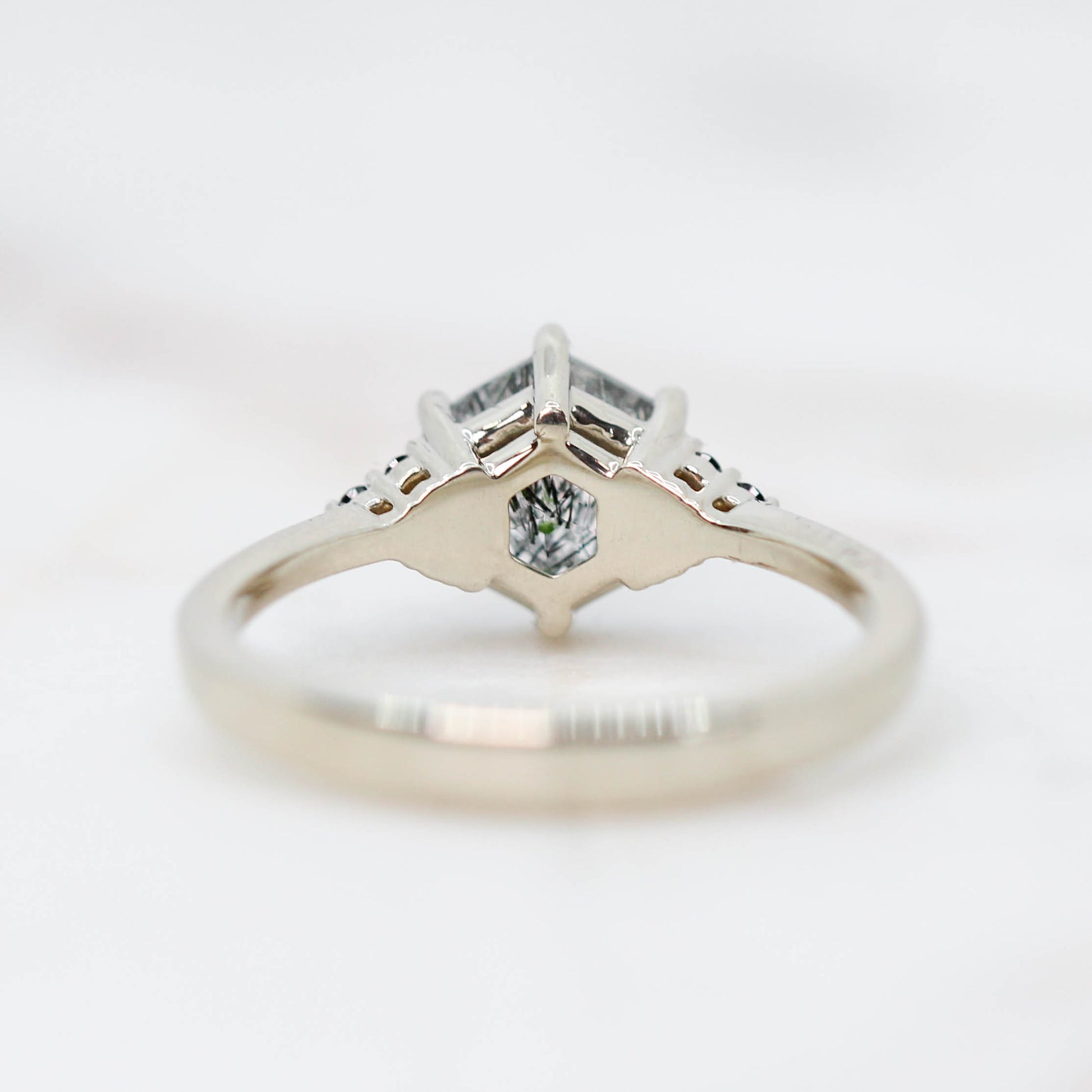 Customize Yours - Imogene Ring with a 6.5mm Hexagon Tourmalinated Quartz - Midwinter Co. Alternative Bridal Rings and Modern Fine Jewelry