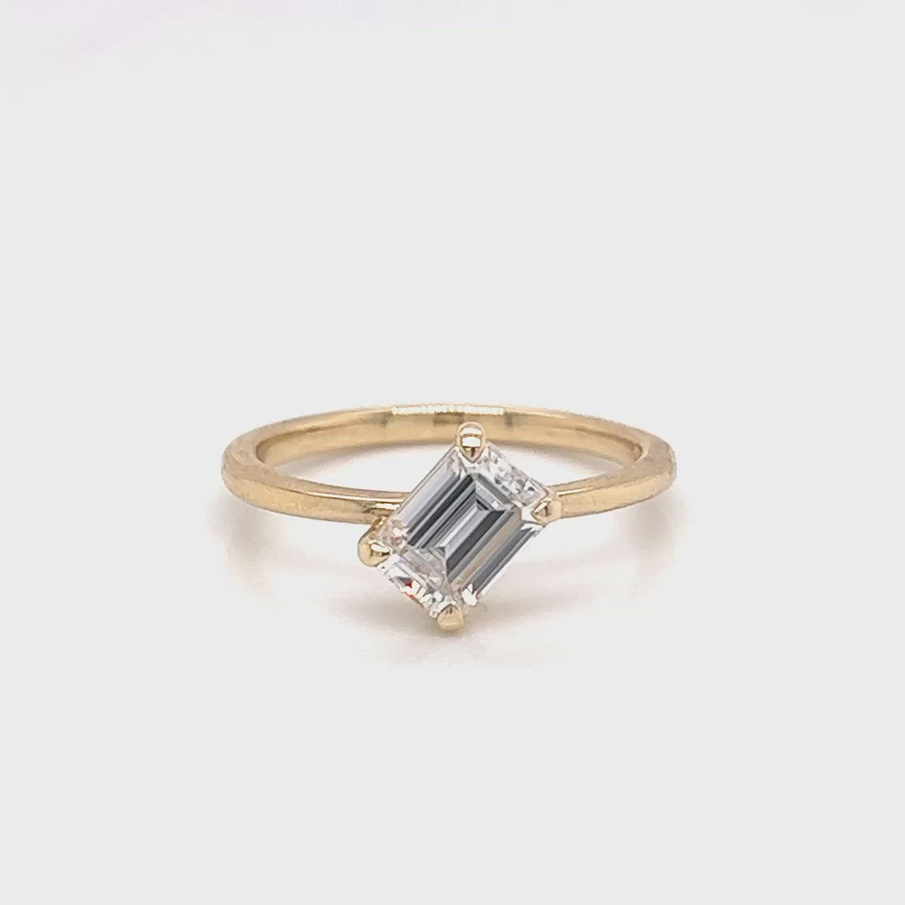 Natalia Ring with a 0.92 Carat White Moissanite in 14k Yellow Gold - Ready to Size and Ship