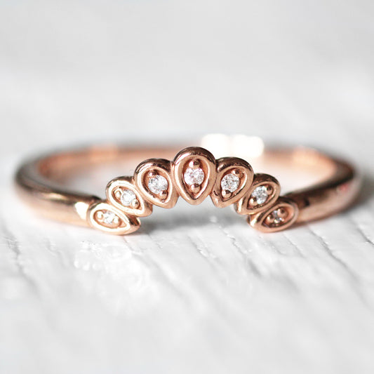 Flora - Curved antique style diamond band - Midwinter Co. Alternative Bridal Rings and Modern Fine Jewelry