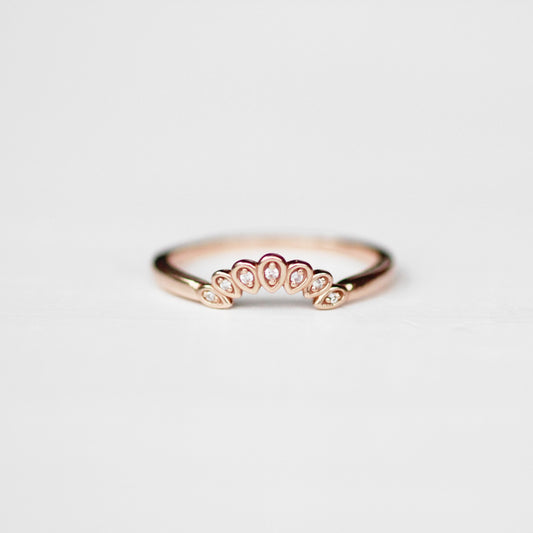 Flora - Curved antique style diamond band - Midwinter Co. Alternative Bridal Rings and Modern Fine Jewelry