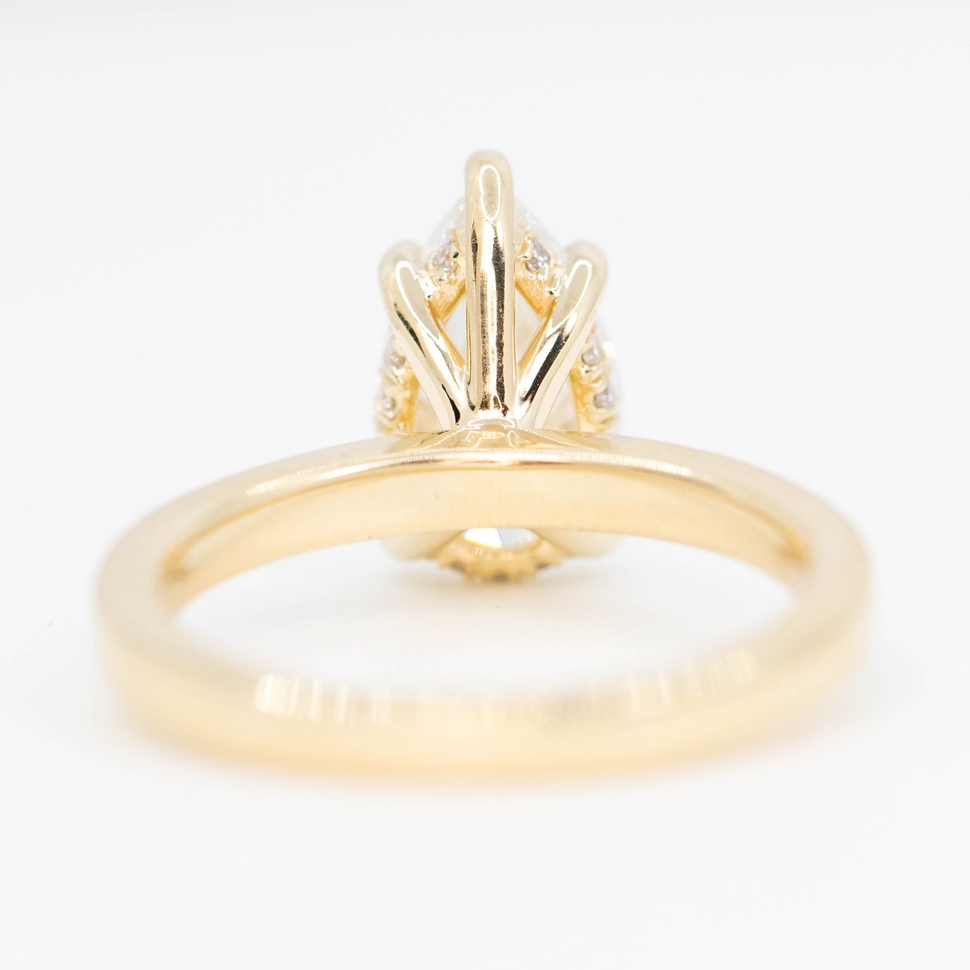 Adele Ring with a 1.98 Carat Lab Grown Pear Diamond and Hidden Diamond Halo in 14k Yellow Gold - Ready to Size and Ship - Midwinter Co. Alternative Bridal Rings and Modern Fine Jewelry