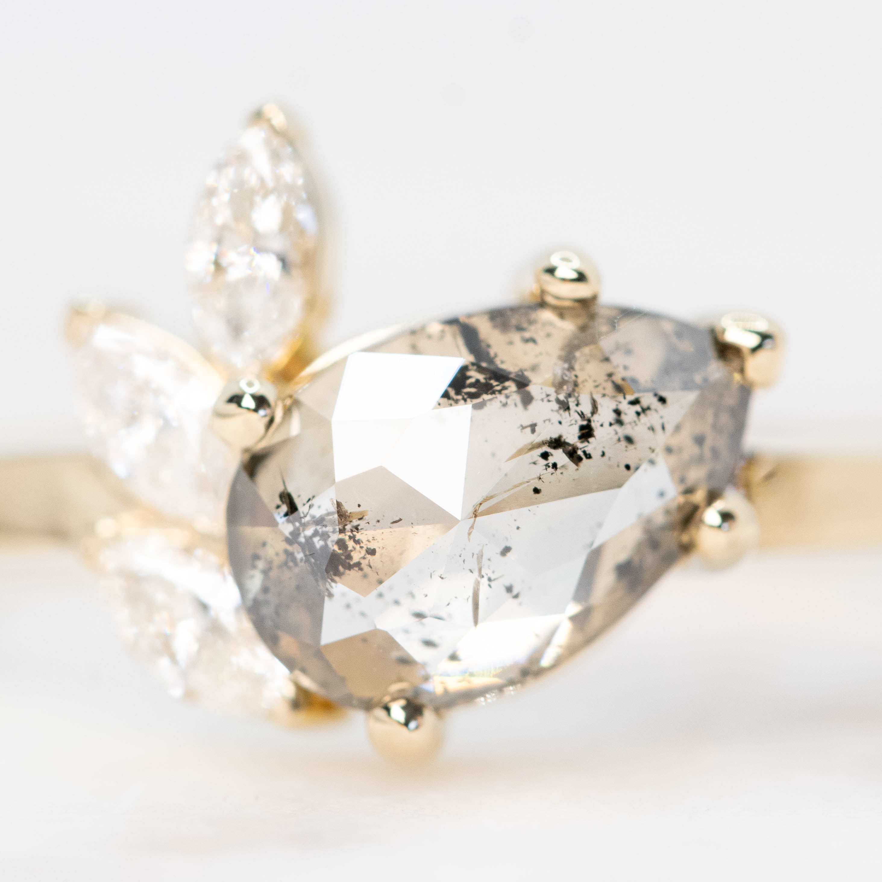 Alyssa Ring with a 1.47 Carat Dark and Clear Champagne Pear