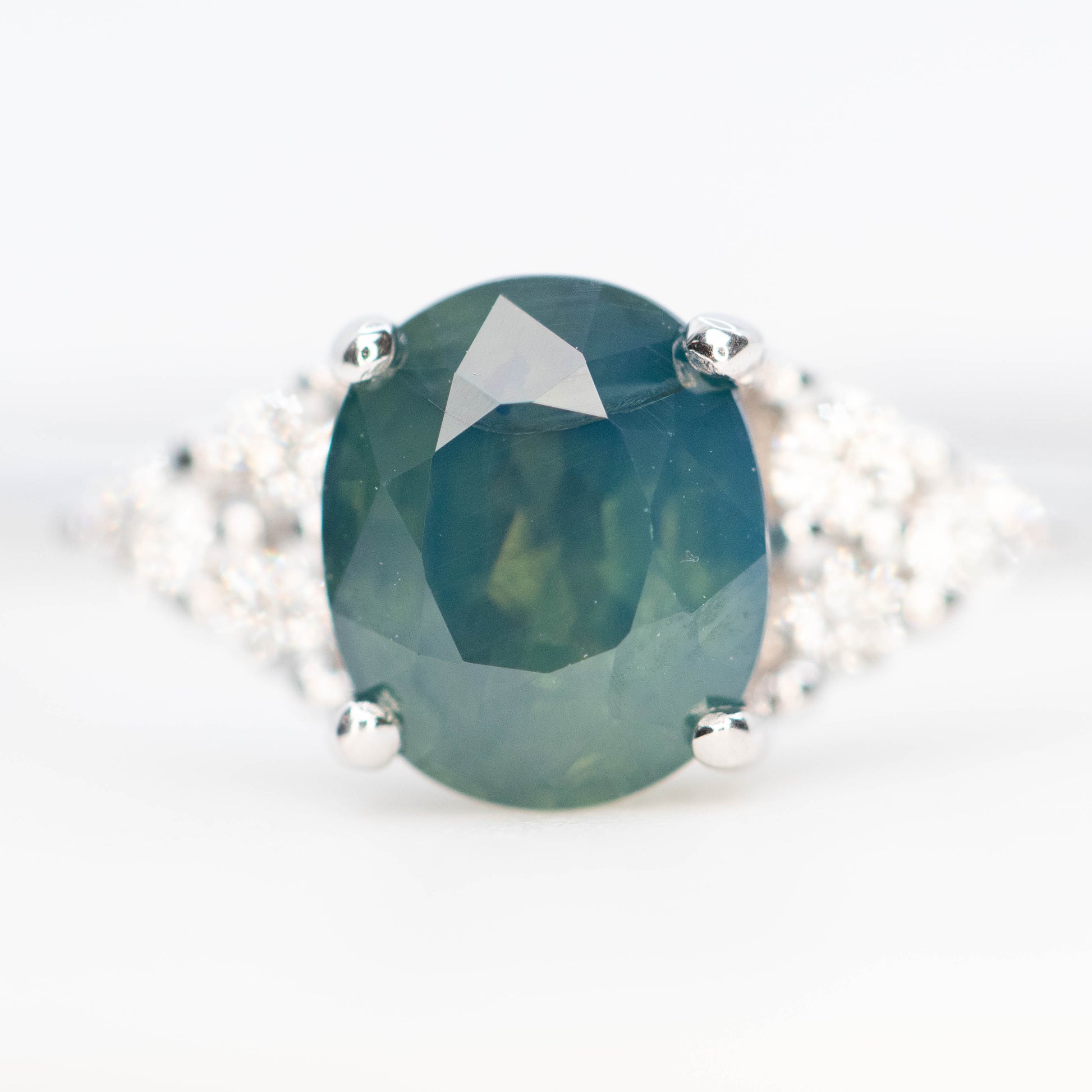 Aster Ring with a 1.18 Carat Light Blue Oval Sapphire and Canadian Accent Diamonds in 14k White Gold - Ready to Size and Ship - Midwinter Co. Alternative Bridal Rings and Modern Fine Jewelry