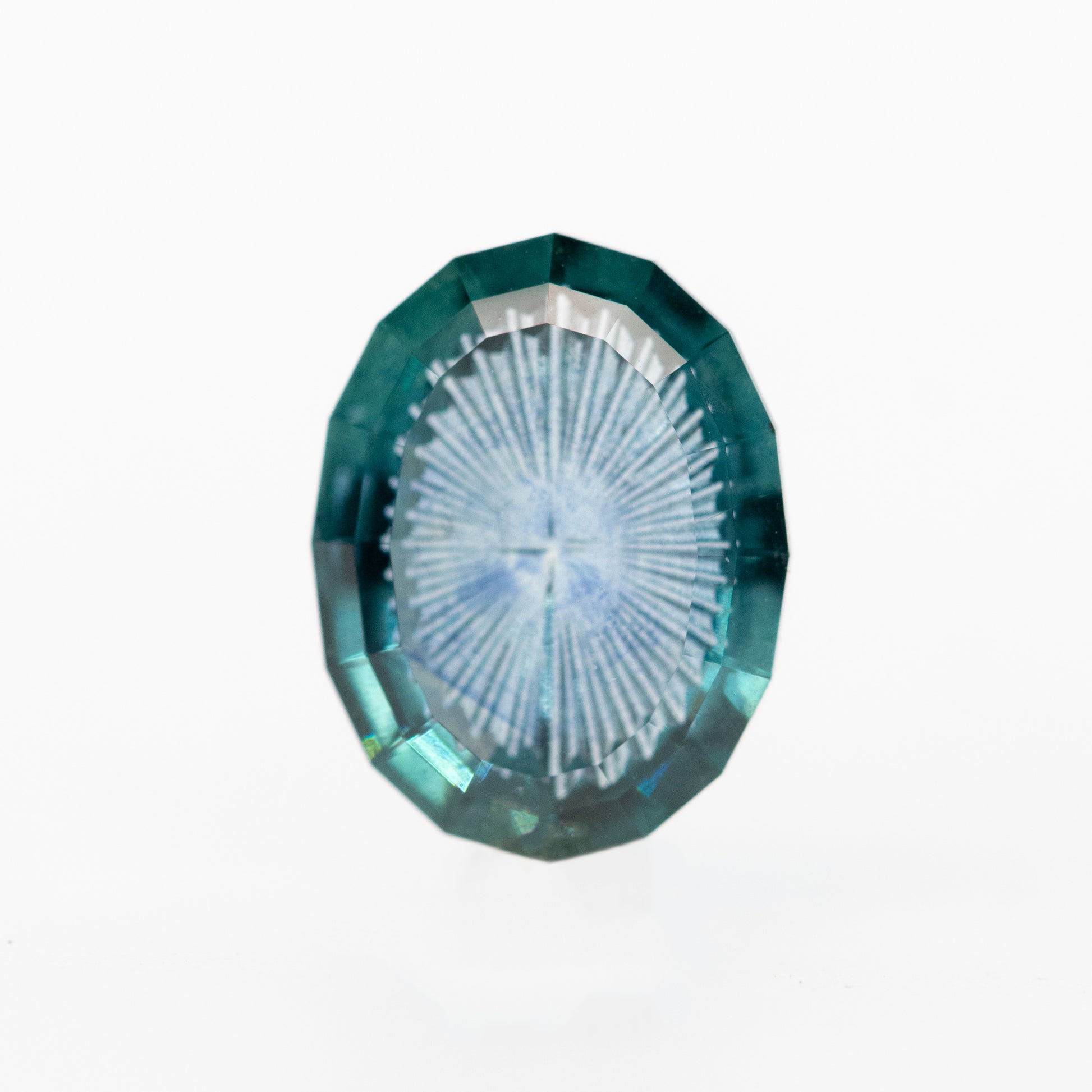 1.34 Carat Blue Geometric Oval Fantasy Cut Sapphire for Custom Work - Inventory Code BGOS134 - Midwinter Co. Alternative Bridal Rings and Modern Fine Jewelry