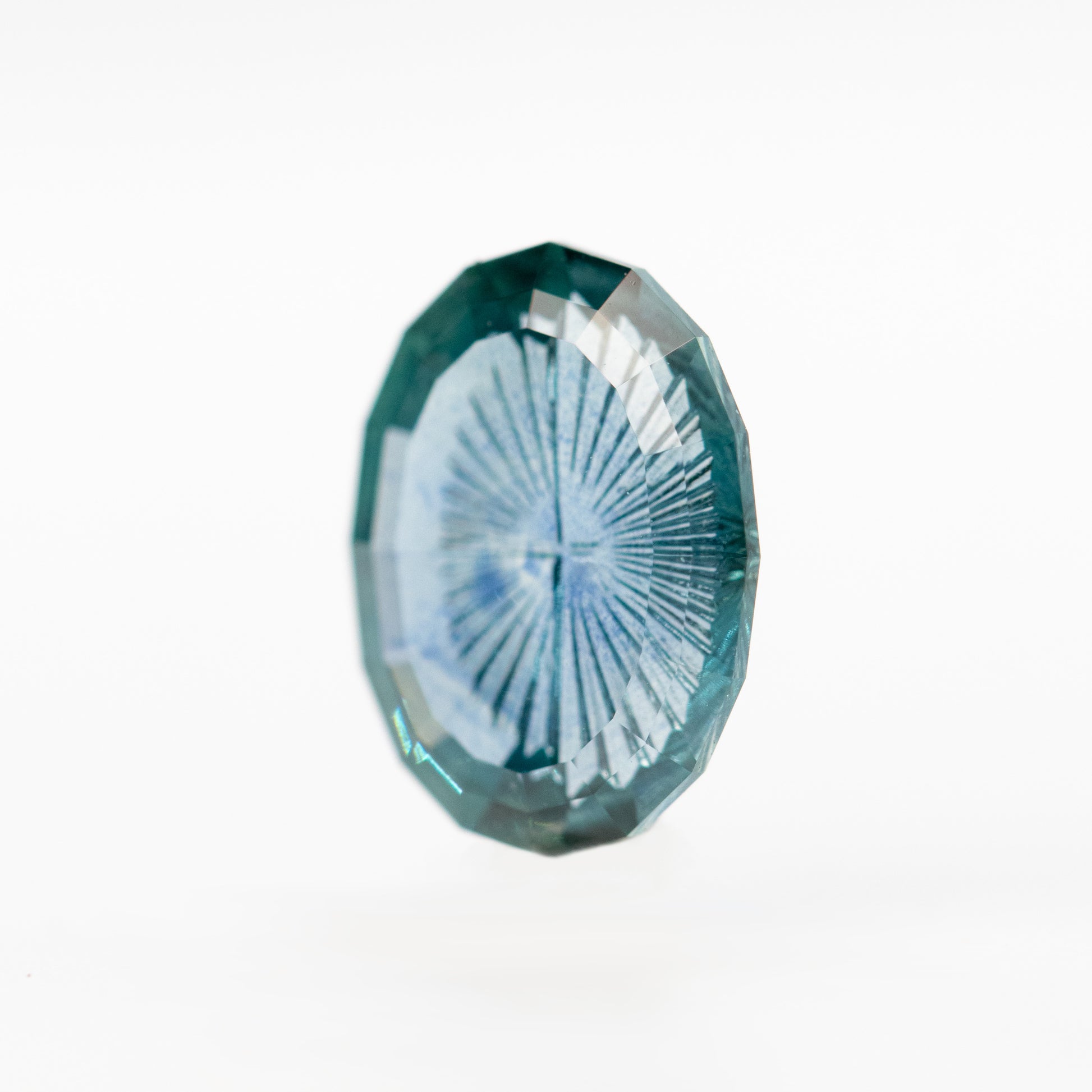 1.34 Carat Blue Geometric Oval Fantasy Cut Sapphire for Custom Work - Inventory Code BGOS134 - Midwinter Co. Alternative Bridal Rings and Modern Fine Jewelry