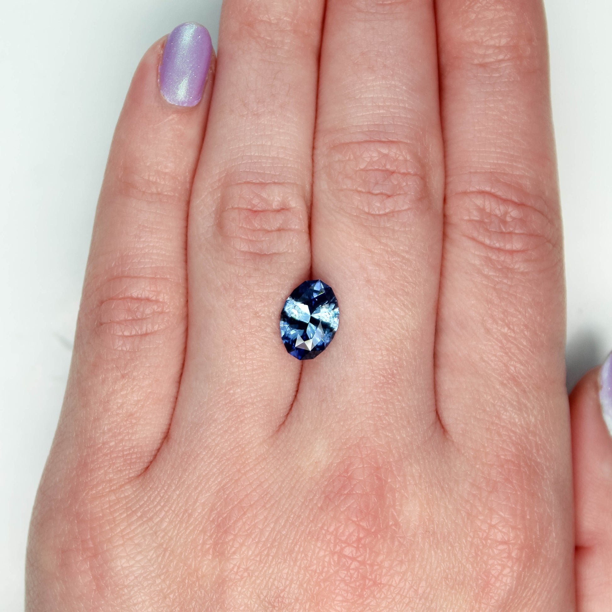 3.22 Carat Blue Geometric Oval Sapphire for Custom Work - Inventory Code BGOS322 - Midwinter Co. Alternative Bridal Rings and Modern Fine Jewelry