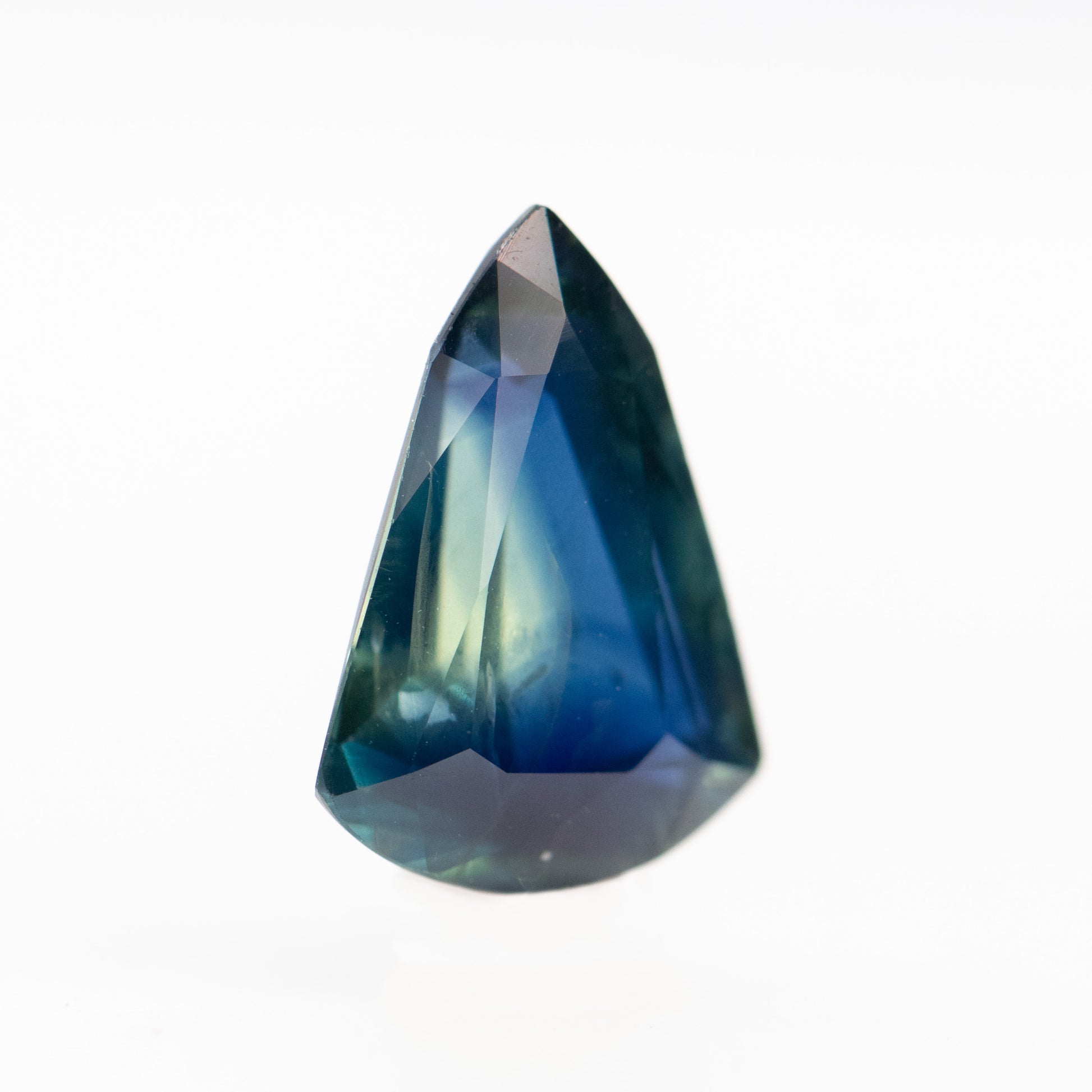 (to be listed) 2.05 Carat Bicolor Teal Shield Sapphire for Custom Work - Inventory Code BTSS205 - Midwinter Co. Alternative Bridal Rings and Modern Fine Jewelry