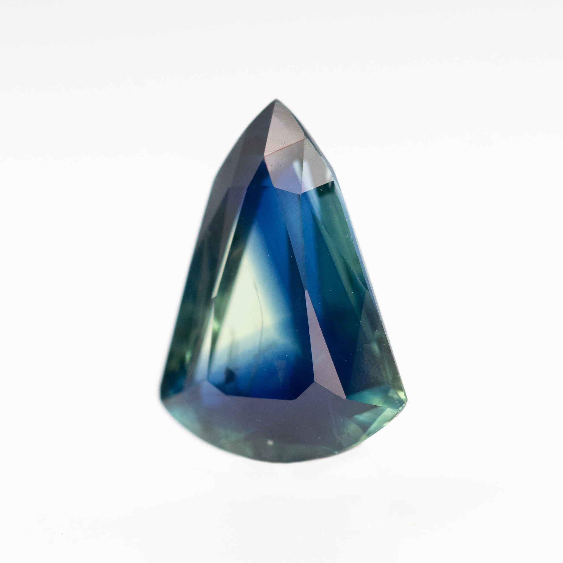 (to be listed) 2.05 Carat Bicolor Teal Shield Sapphire for Custom Work - Inventory Code BTSS205 - Midwinter Co. Alternative Bridal Rings and Modern Fine Jewelry