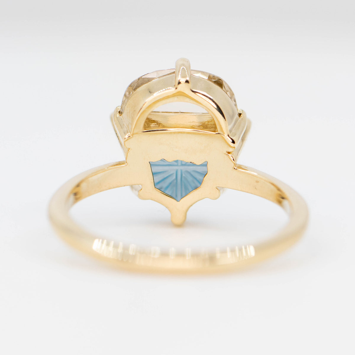 Bat Ring with a Fantasy Cut Topaz and Half Moon Diamond in 14k Yellow Gold - Ready to Size and Ship - Midwinter Co. Alternative Bridal Rings and Modern Fine Jewelry