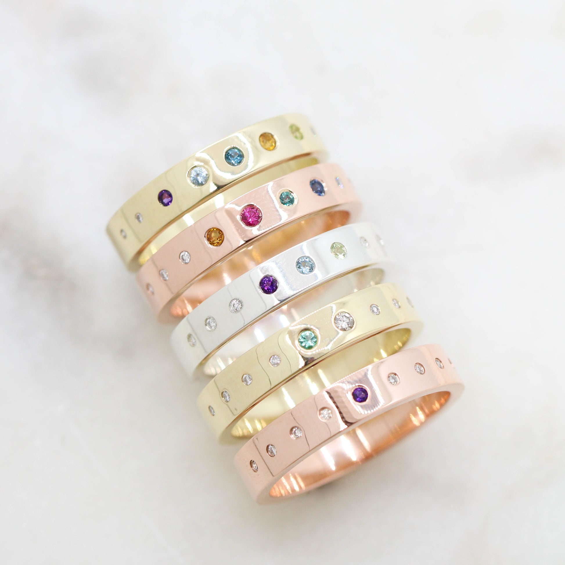 CAELEN(J) Birthstone Band - Your Choice of 14k Gold and Birthstone Type - Midwinter Co. Alternative Bridal Rings and Modern Fine Jewelry
