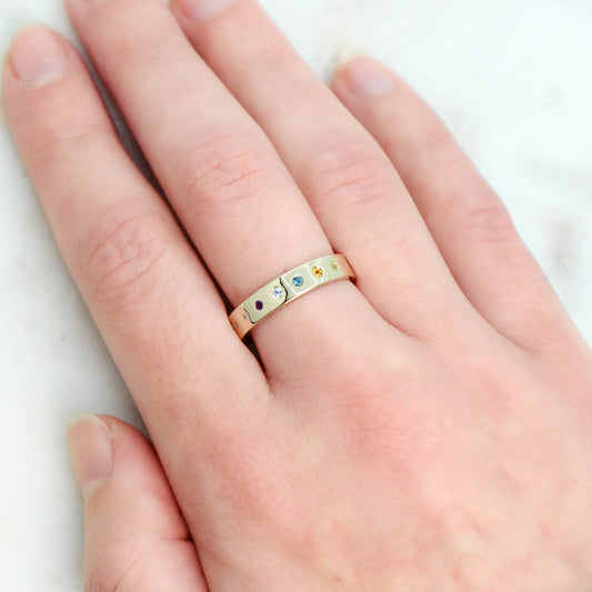 CAELEN(J) Birthstone Band - Your Choice of 14k Gold and Birthstone Type - Midwinter Co. Alternative Bridal Rings and Modern Fine Jewelry