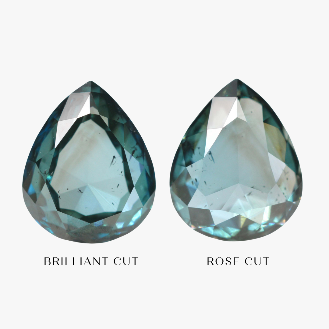 1.20 Carat Rose or Brilliant Cut Clear Teal Pear Diamond for Custom Work - Inventory Code TPD120 - Midwinter Co. Alternative Bridal Rings and Modern Fine Jewelry