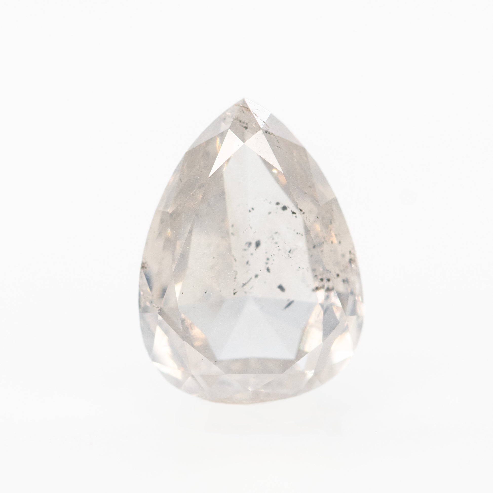 2.38 Carat Clear Gray Rose or Brilliant Cut Salt and Pepper Pear Diamond for Custom Work - Inventory Code CCP238 - Midwinter Co. Alternative Bridal Rings and Modern Fine Jewelry