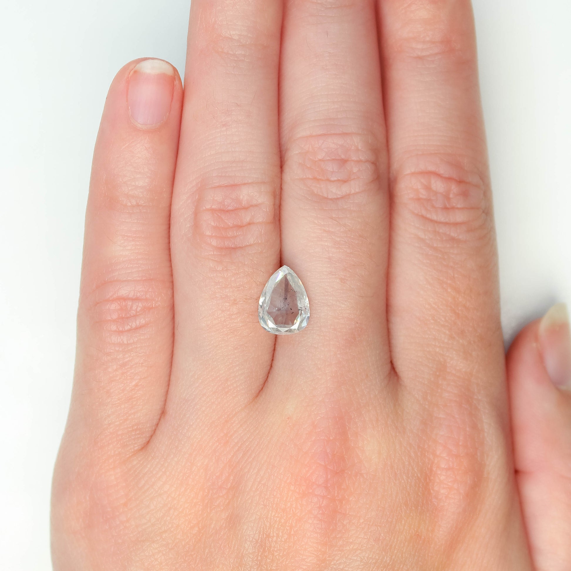 2.38 Carat Clear Gray Rose or Brilliant Cut Salt and Pepper Pear Diamond for Custom Work - Inventory Code CCP238 - Midwinter Co. Alternative Bridal Rings and Modern Fine Jewelry