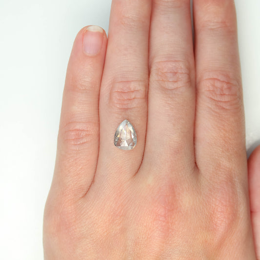 2.38 Carat Clear Gray Rose or Brilliant Cut Salt and Pepper Pear Diamond for Custom Work - Inventory Code CCP238 - Midwinter Co. Alternative Bridal Rings and Modern Fine Jewelry