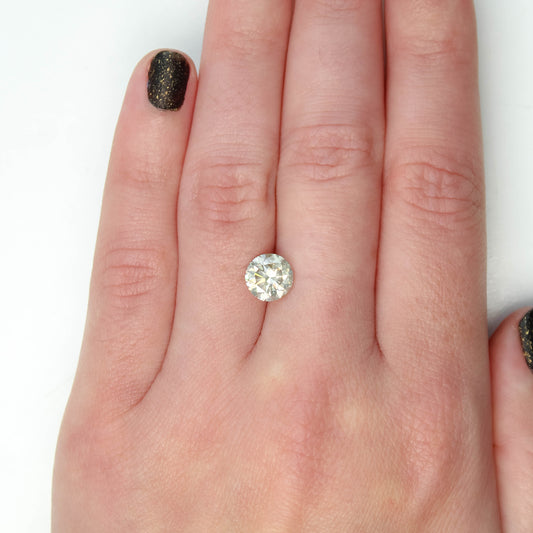 2.01 Carat Round Light Gray Champagne Salt and Pepper Diamond for Custom Work - Inventory Code CCR201 - Midwinter Co. Alternative Bridal Rings and Modern Fine Jewelry