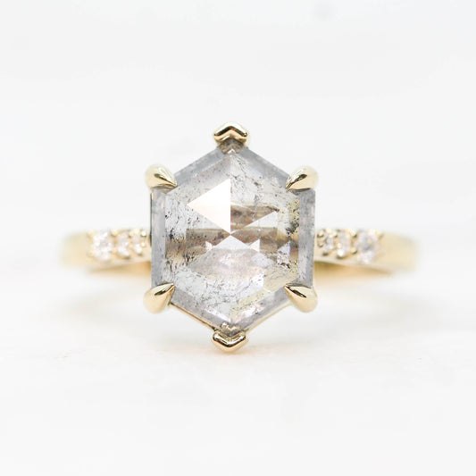 Project: Custom Sloan Ring with 3.5 Carat Clear Gray Hexagon Diamond (band not included) - Midwinter Co. Alternative Bridal Rings and Modern Fine Jewelry