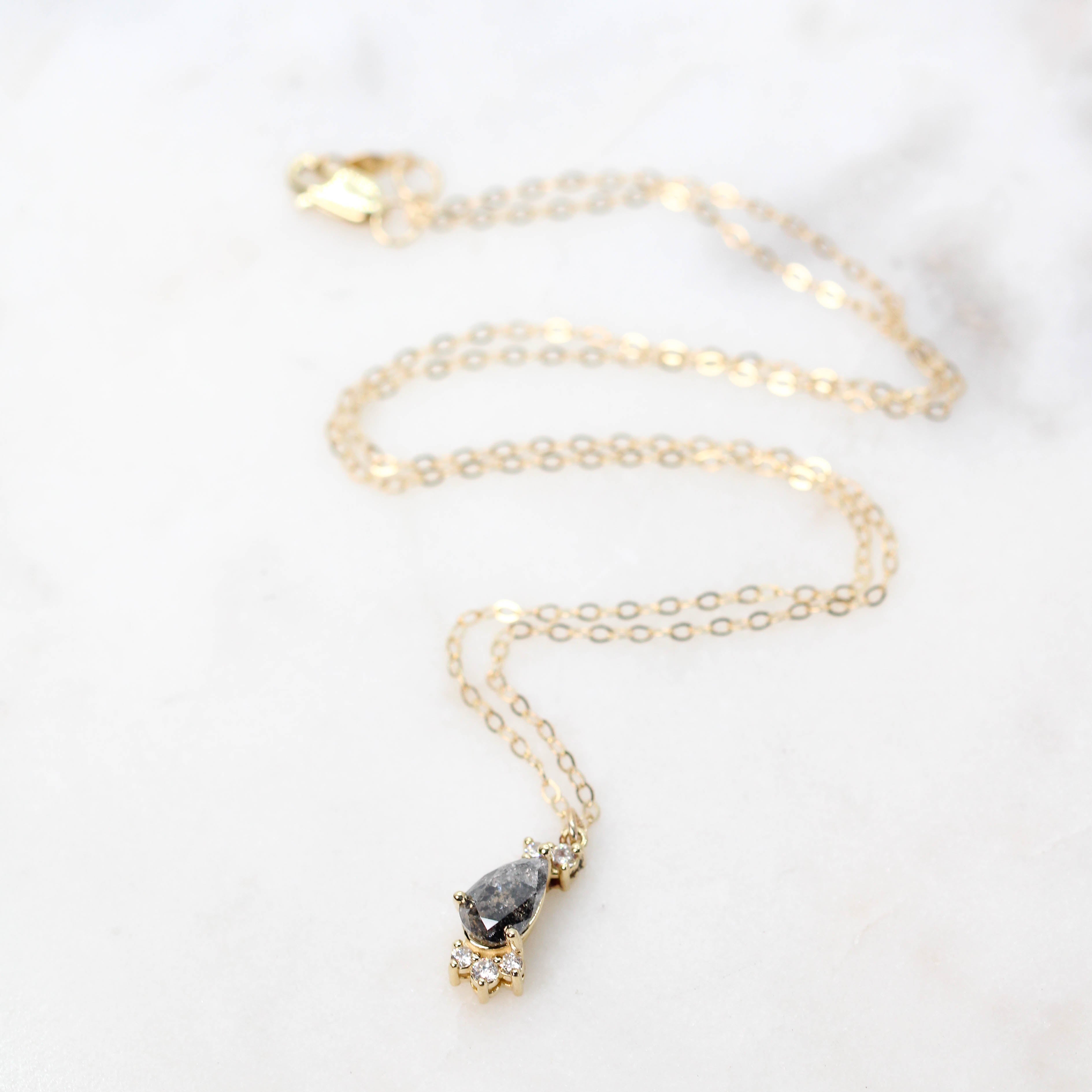 Christina Necklace with a 0.73 Carat Dark Gray Pear Salt and