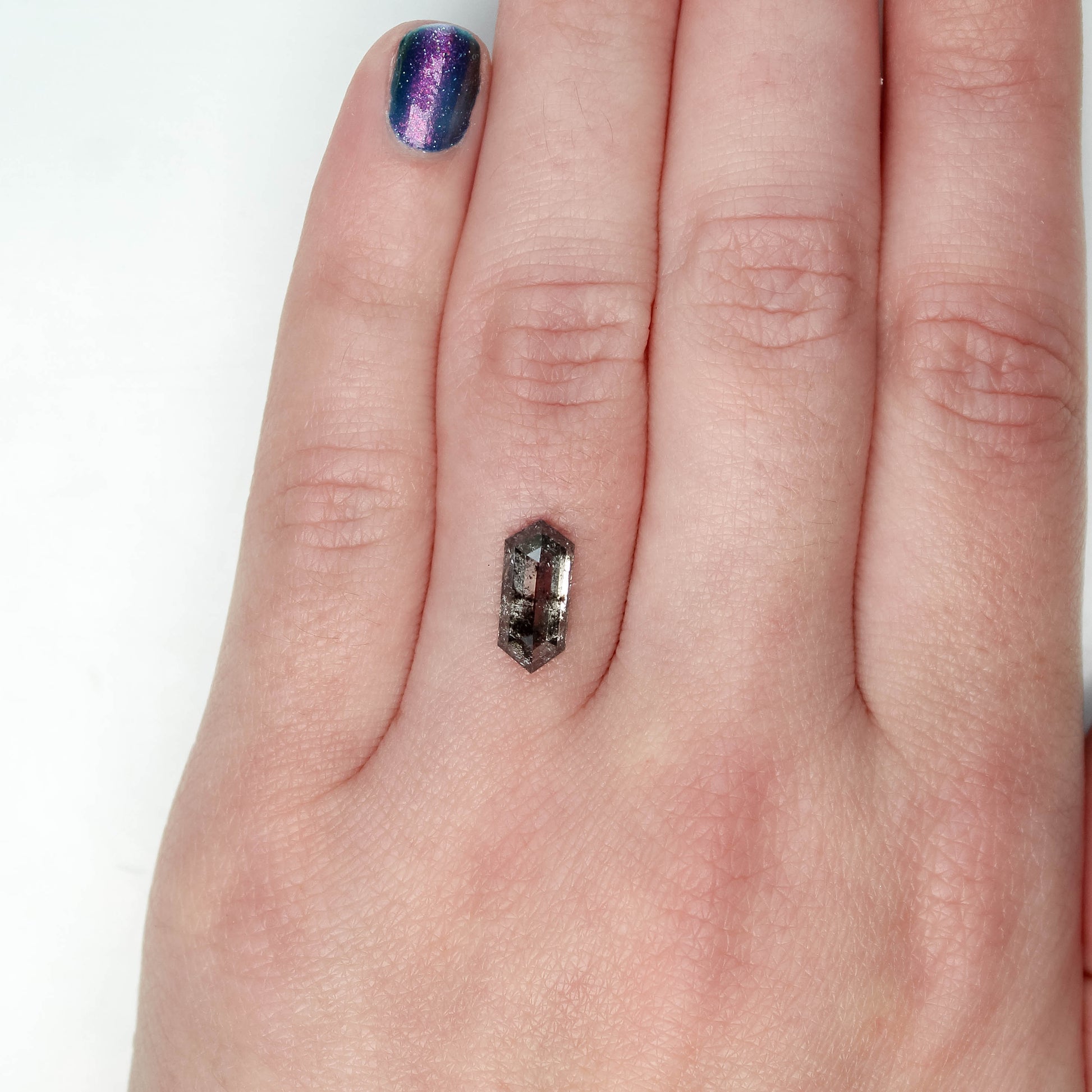 CAELEN (J) 2.09 Carat Dark and Clear Elongated Hexagon Diamond for Custom Work - Inventory Code DCH209 - Midwinter Co. Alternative Bridal Rings and Modern Fine Jewelry
