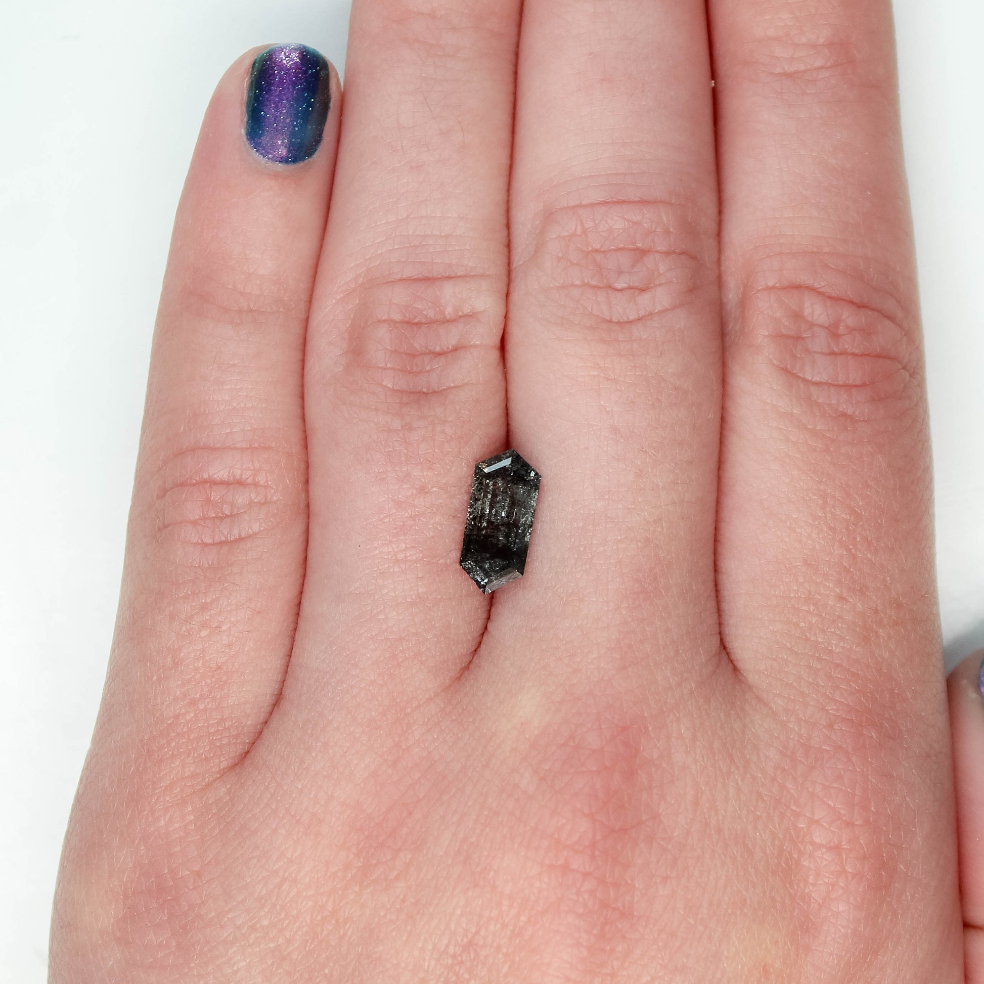 CAELEN (J) 2.09 Carat Dark and Clear Elongated Hexagon Diamond for Custom Work - Inventory Code DCH209 - Midwinter Co. Alternative Bridal Rings and Modern Fine Jewelry
