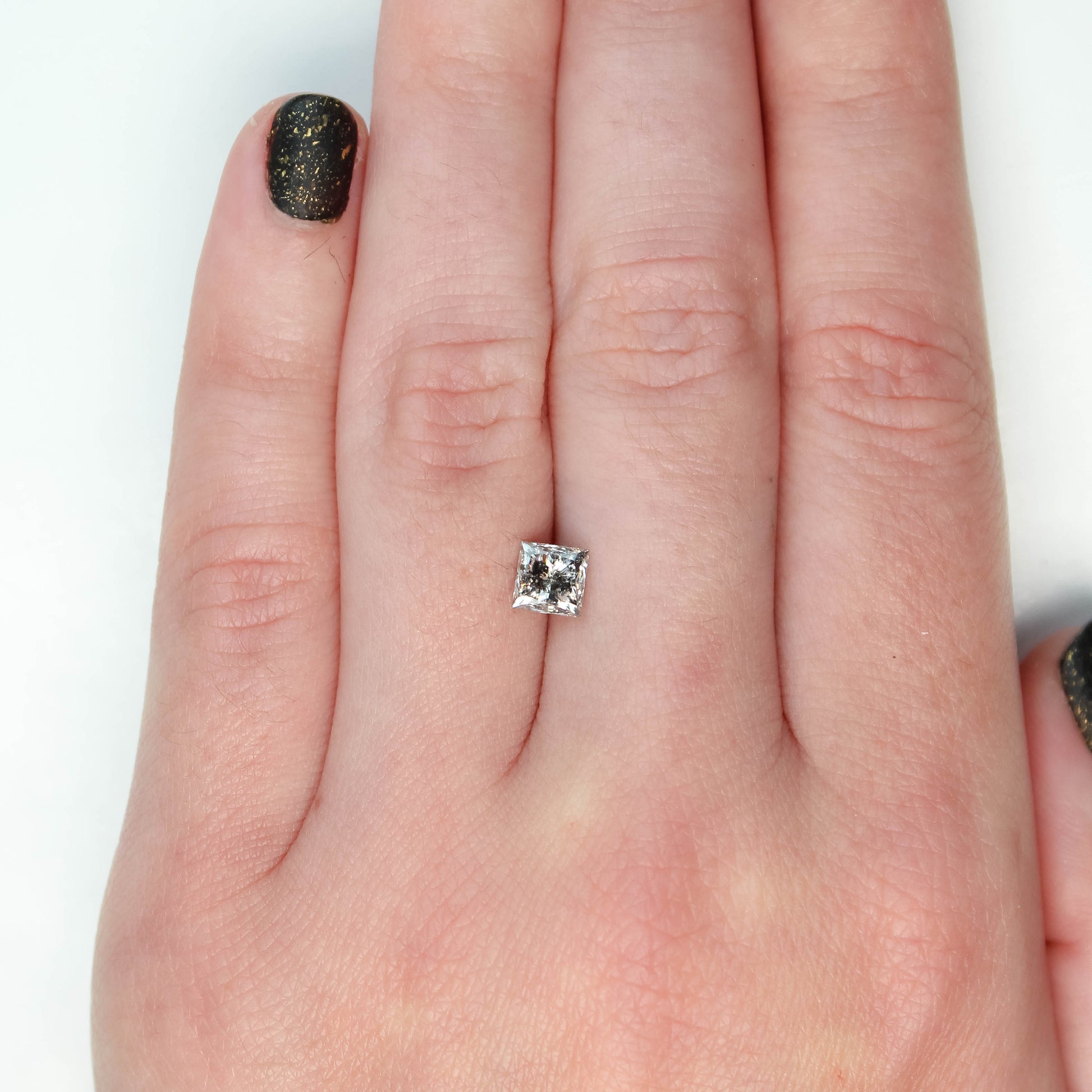 1.09 Carat Princess Cut Charcoal Salt and Pepper Diamond for Custom Work - Inventory Code DCP109 - Midwinter Co. Alternative Bridal Rings and Modern Fine Jewelry