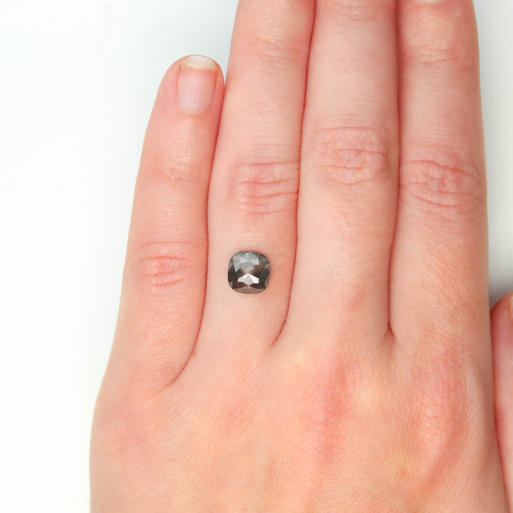 1.72 Carat Dark Gray Cushion Salt and Pepper Diamond for Custom Work - Inventory Code DSC172 - Midwinter Co. Alternative Bridal Rings and Modern Fine Jewelry
