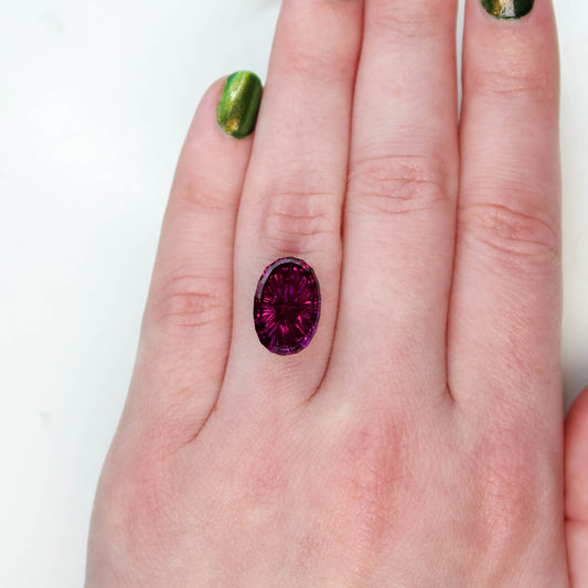 *CAELEN (J) 8.91 Carat Fantasy Cut Oval Garnet for Custom Work - Inventory Code FCG891 - Midwinter Co. Alternative Bridal Rings and Modern Fine Jewelry