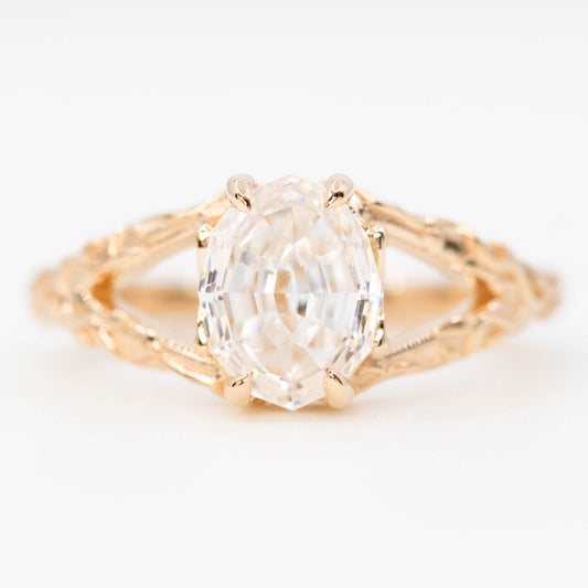 Liana Ring with a 2.04 Carat Geometric Oval Moissanite in 14k Champagne Gold - Ready to Size and Ship - Midwinter Co. Alternative Bridal Rings and Modern Fine Jewelry