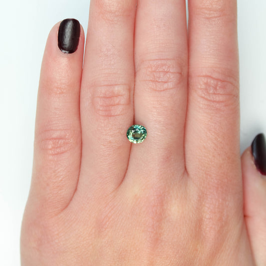 1.18 Carat Round Teal Green Sapphire for Custom Work - Inventory Code GBRS118 - Midwinter Co. Alternative Bridal Rings and Modern Fine Jewelry