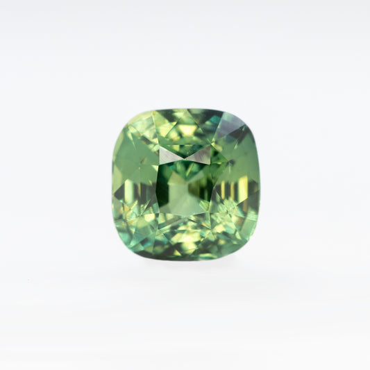 CAELEN (J) 2.04 Carat Green Cushion Cut Sapphire for Custom Work - Inventory Code GCS204 - Midwinter Co. Alternative Bridal Rings and Modern Fine Jewelry