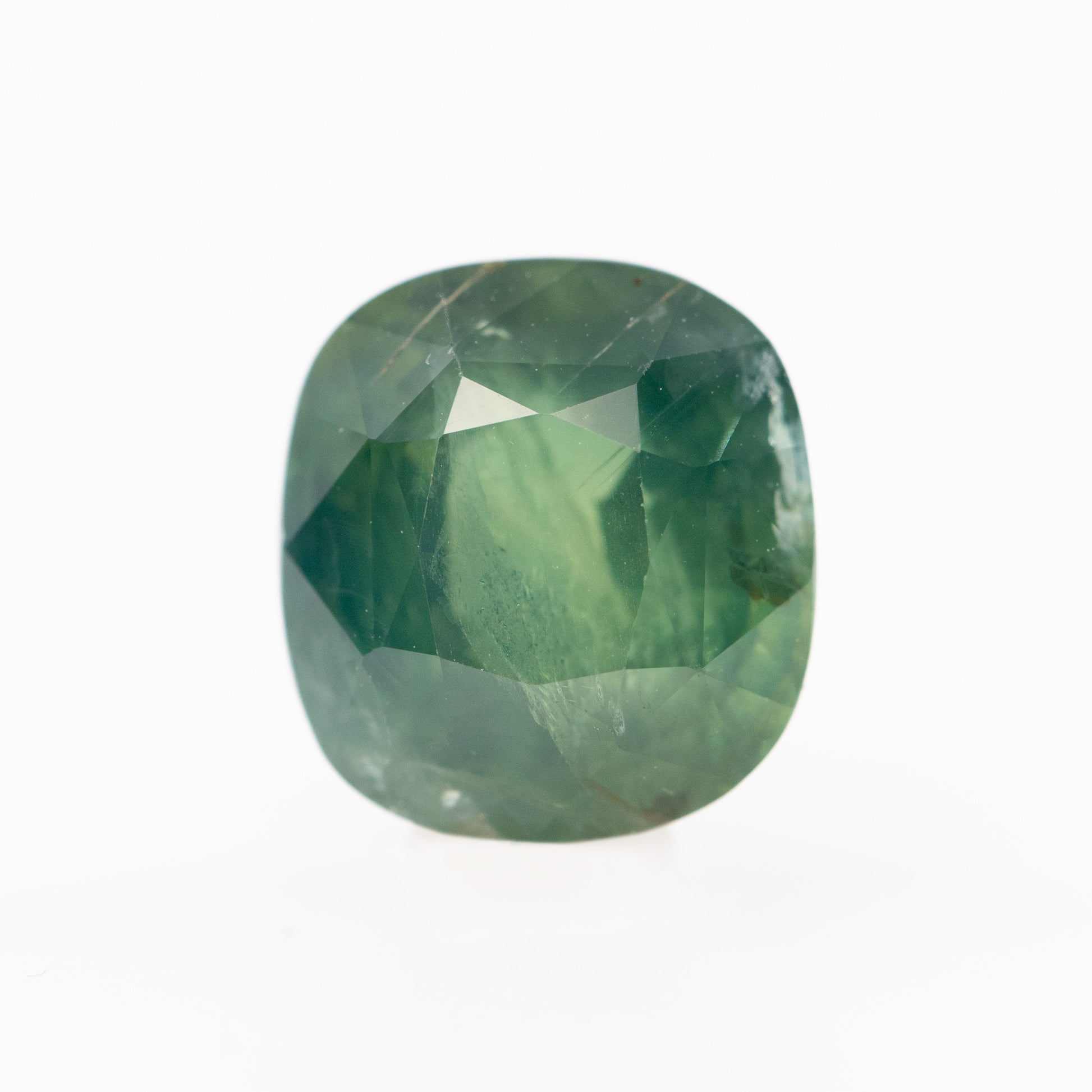 3.78 Carat Green Cushion Cut Sapphire for Custom Work - Inventory Code GCS378 - Midwinter Co. Alternative Bridal Rings and Modern Fine Jewelry