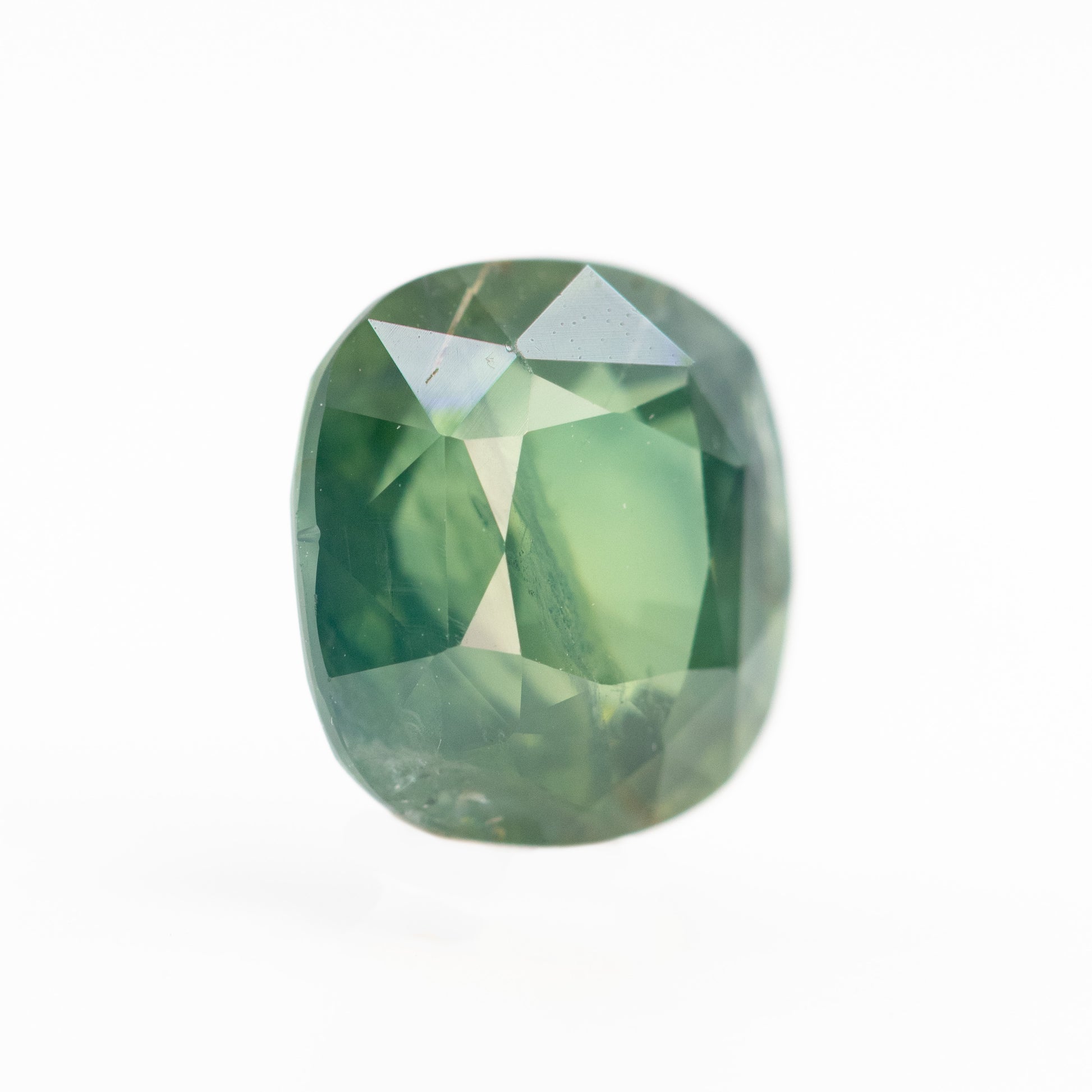 3.78 Carat Green Cushion Cut Sapphire for Custom Work - Inventory Code GCS378 - Midwinter Co. Alternative Bridal Rings and Modern Fine Jewelry