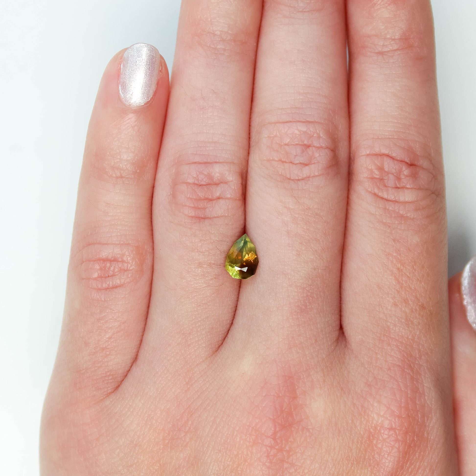 1.24 Carat Golden Geometric Pear Sapphire for Custom Work - Inventory Code GPS124 - Midwinter Co. Alternative Bridal Rings and Modern Fine Jewelry