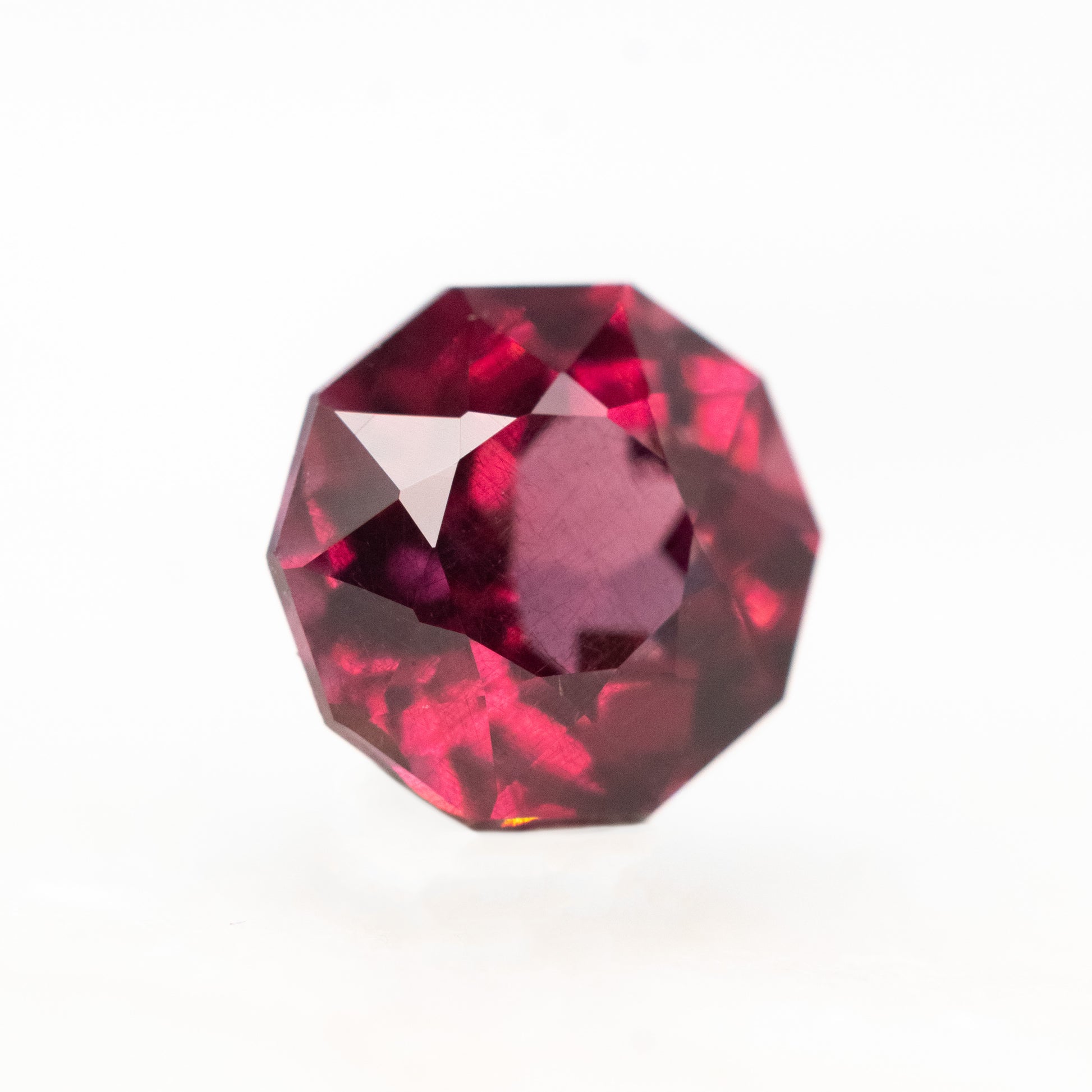 Carat Round Geometric Rhodolite Garnet for Custom Work