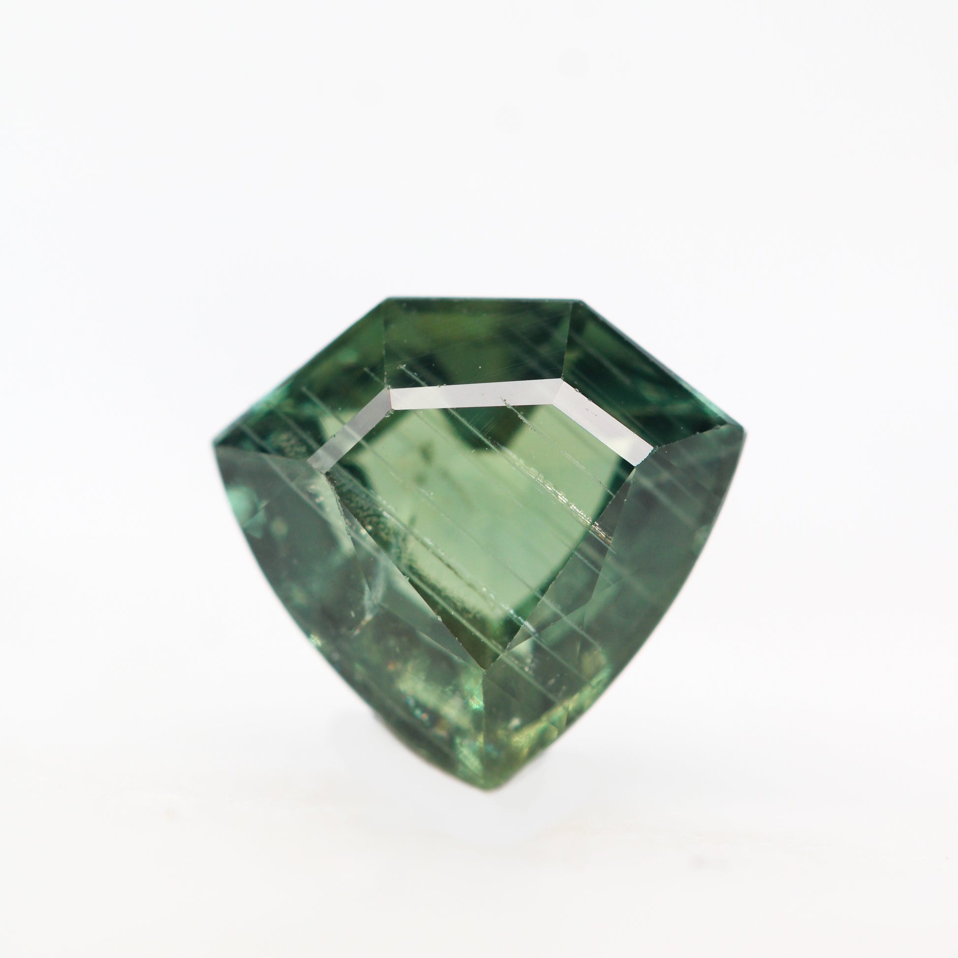 4.02 Carat Green Shield Cut Sapphire for Custom Work - Inventory Code GSS402 - Midwinter Co. Alternative Bridal Rings and Modern Fine Jewelry
